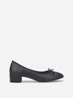 Ballerines à talon avec nœud- Bleu marine