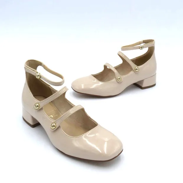 Ballerines tendances esprit Mary Jane pour Femme Tamaris 22308-42 vernis beige