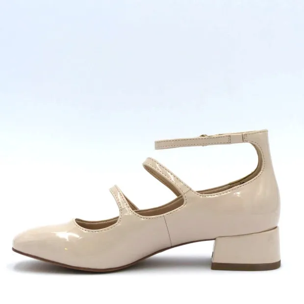 Ballerines tendances esprit Mary Jane pour Femme Tamaris 22308-42 vernis beige