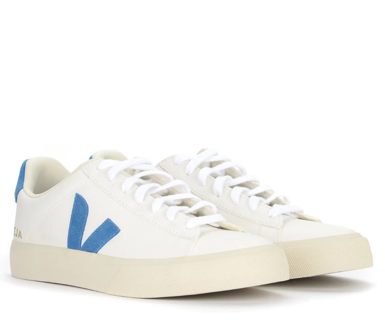 Baskets Veja Champ de cuir bleu et blanc