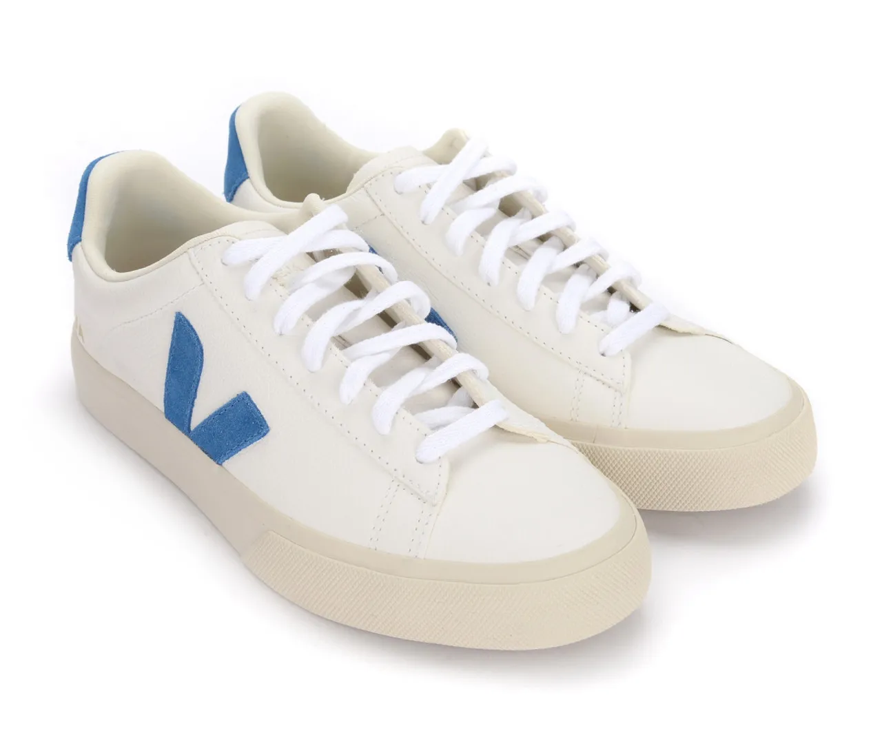 Baskets Veja Champ de cuir bleu et blanc