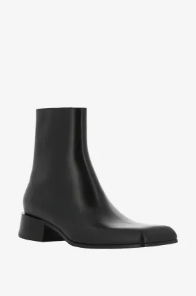 Bottines en cuir de veau à bout carré Work Bootie