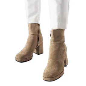 Bottines grises sur talon massif Itaf beige