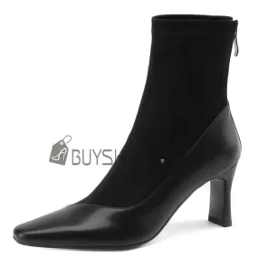 Daim Fourrees Bottines Business Casual Chaussettes Talons Epais Cuir