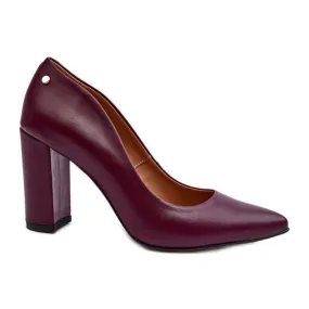 Escarpins en cuir sur talon haut Laura Messi 2624/228 Bordeaux rouge