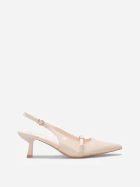 Escarpins slingback à petit talon- Beige