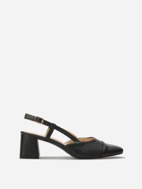 Escarpins slingback à talon carré- Noir