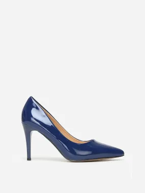 Escarpins vernis à talon aiguille- Bleu