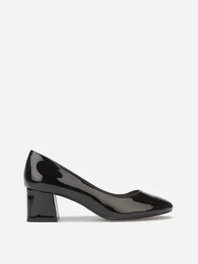 Escarpins vernis à talon carré- Noir