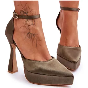 Escarpins à la mode sur un large talon haut Folie vert foncé