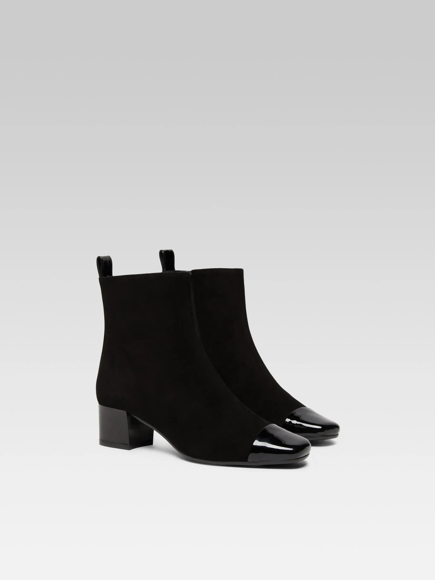 Estime - Bottines cuir velours et verni noir