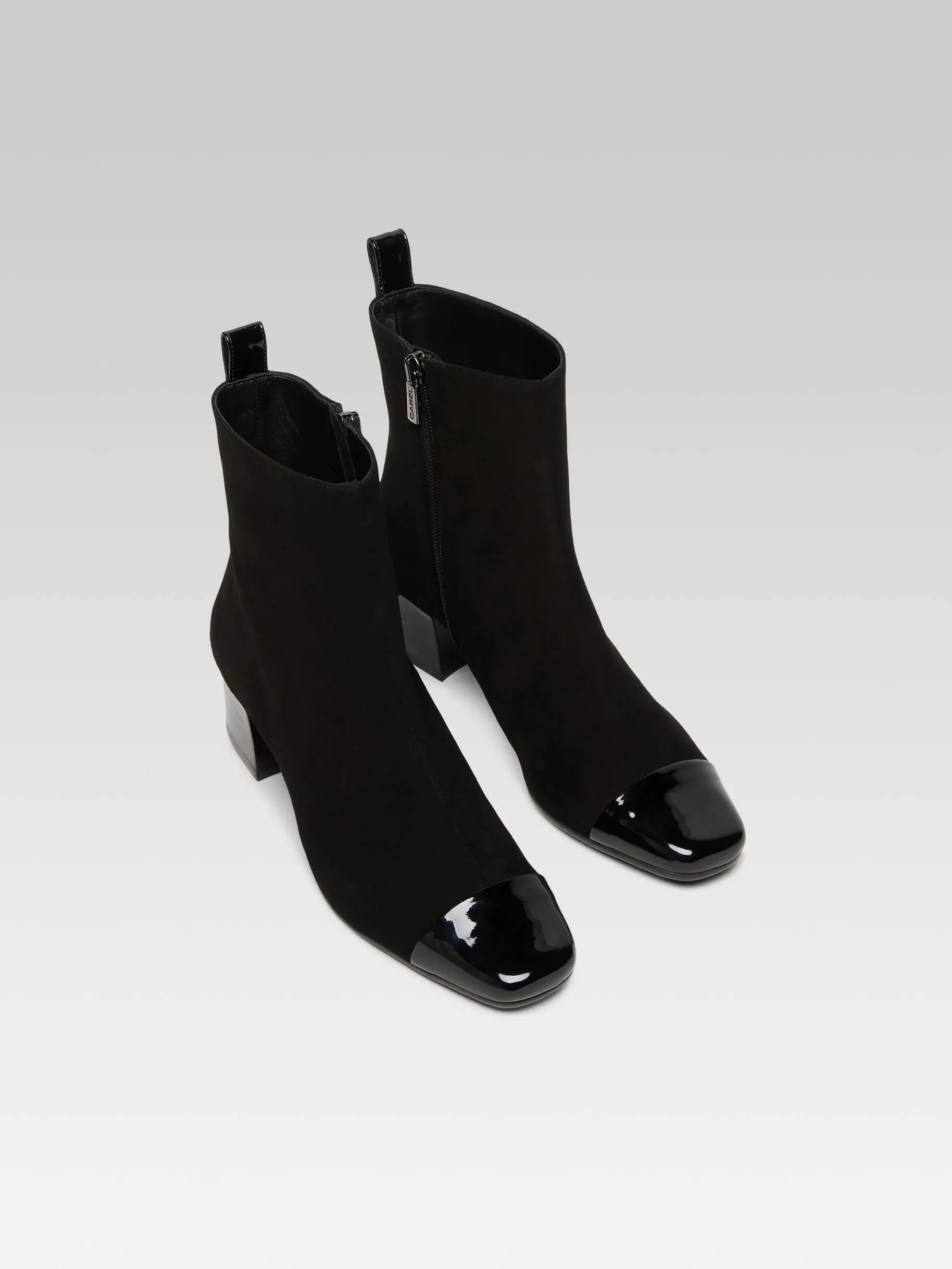 Estime - Bottines cuir velours et verni noir