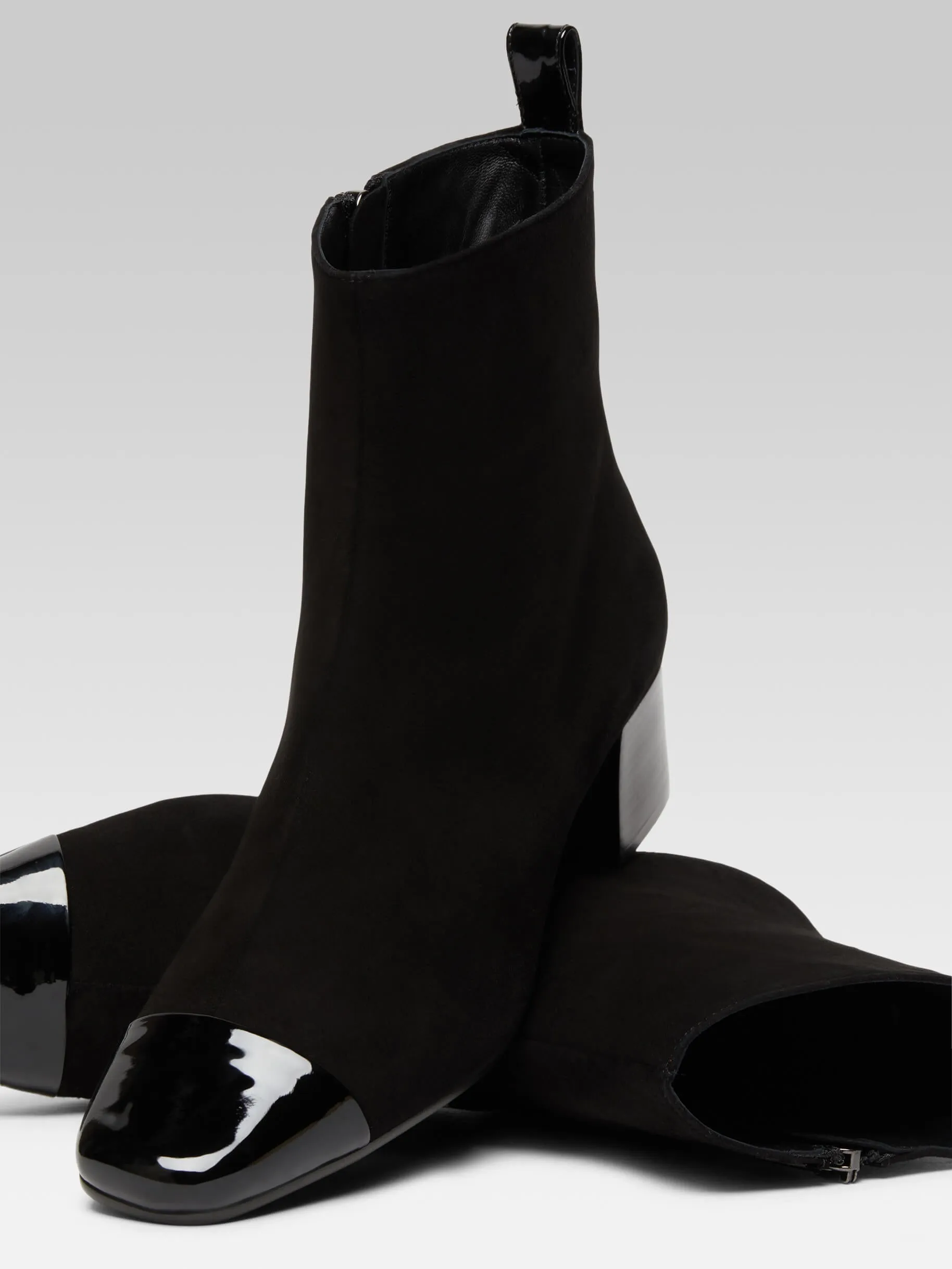 Estime - Bottines cuir velours et verni noir