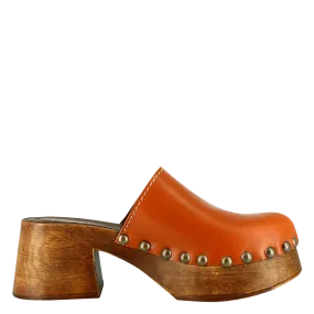 JONAK  Sabots à talon à studs en cuir elliot - Marron