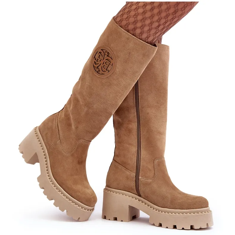 Lewski Shoes Cuissardes en daim pour femme Beige Lewski 3367