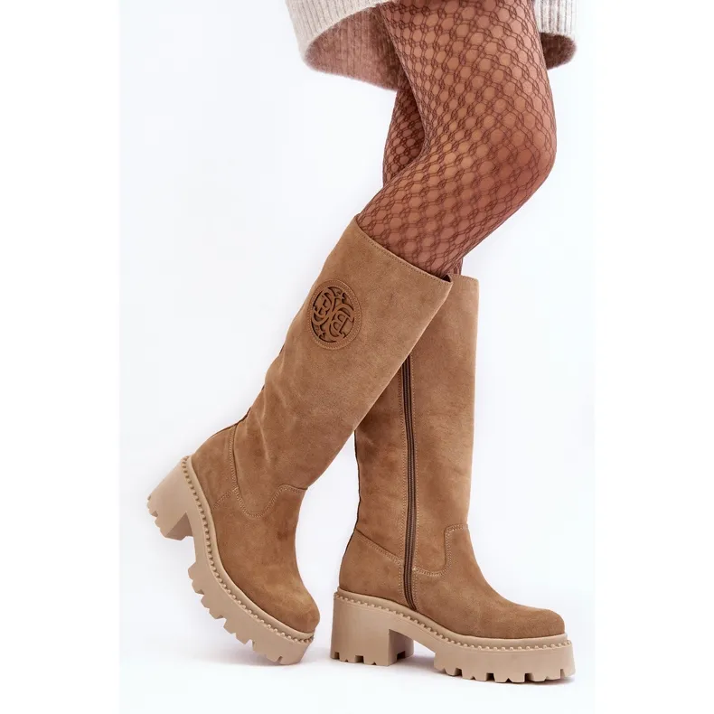 Lewski Shoes Cuissardes en daim pour femme Beige Lewski 3367