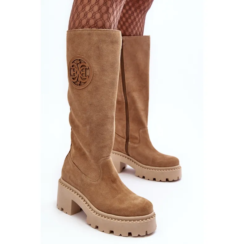 Lewski Shoes Cuissardes en daim pour femme Beige Lewski 3367