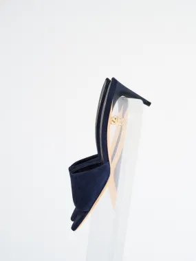 Mules à talon moyen en suede bleu marine Ines Up
