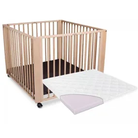 Parc bébé pliant en bois naturel tiSsi Moritz - Matelas 89x85 - 0 à 24 mois beige - Tissi