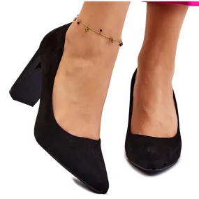 PS1 Escarpins En Daim Sur Un Talon à La Mode Noir Estellia le noir