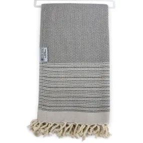 Serviette sauna - fouta - hammam - T1-HAMAUTUMN - marron foncé et beige 