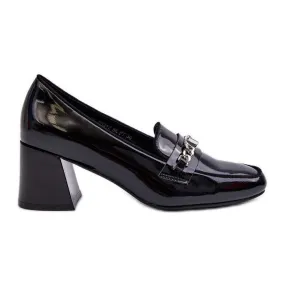 Vinceza Escarpins à petit talon en cuir verni à décor de graines de pavot noires le noir
